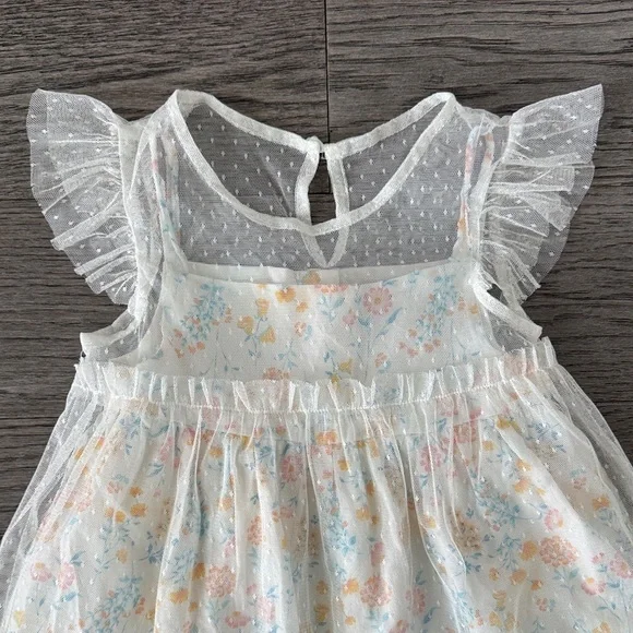 🌼RACHEL ZOE🌼 Floral Ruffle Sheer Overlay Dress, Size 3T - Picture 2 of 7